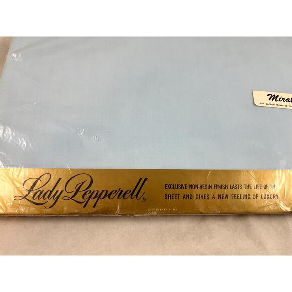 Lady Pepperell Miralux Percale Double Flat Sheet Solid Blue New Dead Stock - Picture 3 of 8